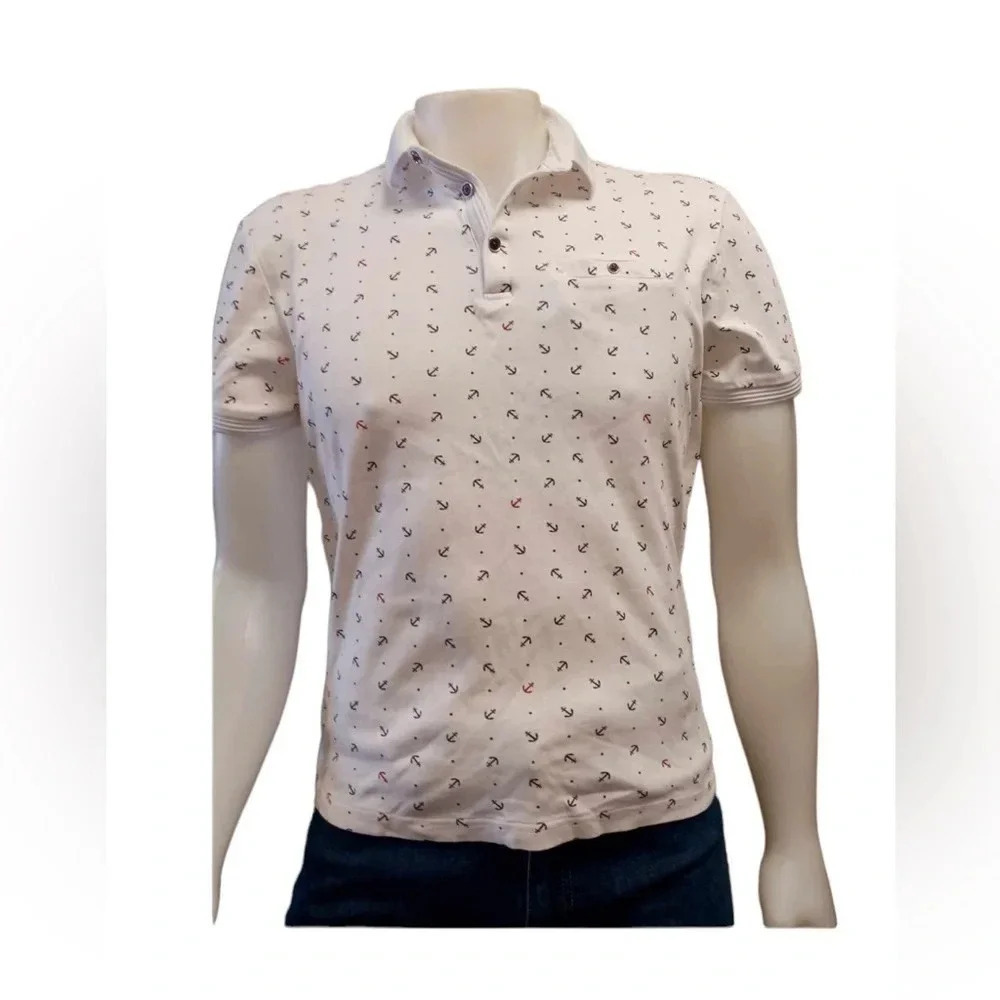 Le 31 Anchor Nautical Cotton Polo Short Sleeve Shirt Size Large